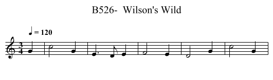 B526-  Wilson's Wild - staff notation