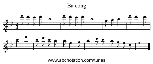 Ba cong - staff notation