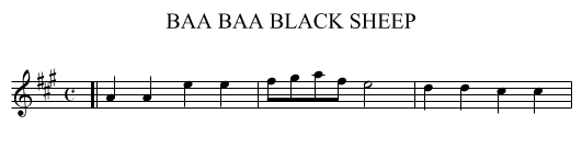 BAA BAA BLACK SHEEP - staff notation