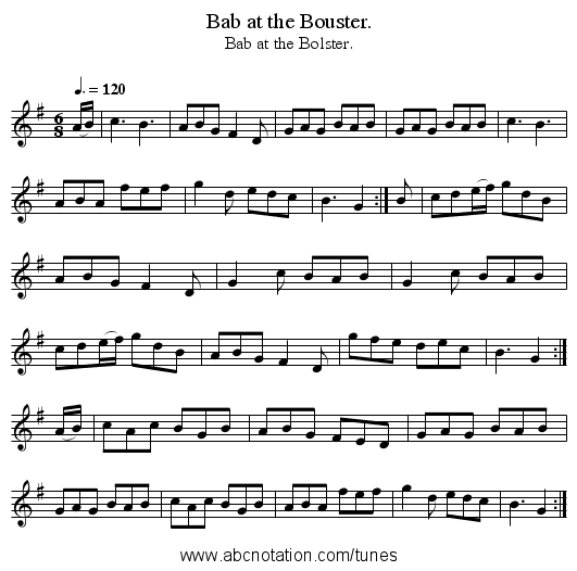 Bab at the Bouster. - staff notation
