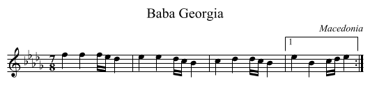 Baba Georgia - staff notation