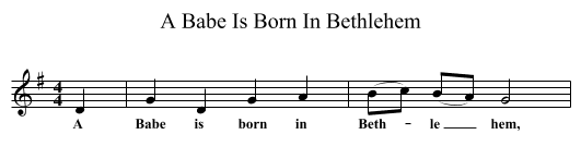 Babe Is Born In Bethlehem, A  - staff notation