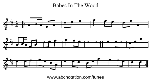 Babes In The Wood - staff notation