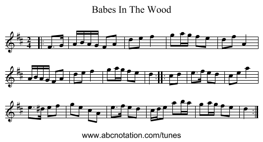 Babes In The Wood - staff notation