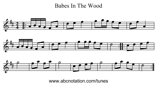 Babes In The Wood - staff notation