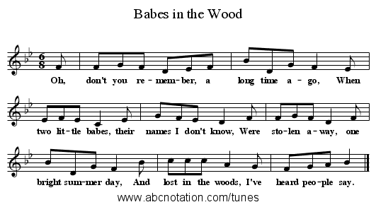Babes in the Wood - staff notation
