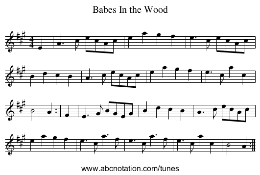 Babes In the Wood - staff notation