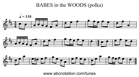 BABES in the WOODS (polka) - staff notation