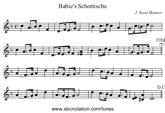 Babie's Schottische - staff notation