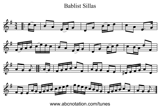 Bablist Sillas - staff notation