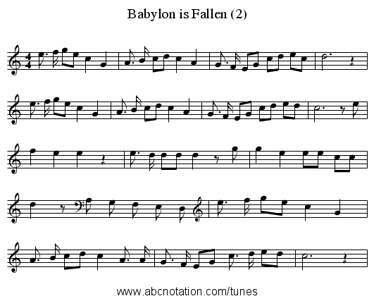 Babylon is Fallen (2) - staff notation