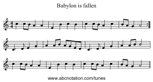 Babylon is fallen - staff notation