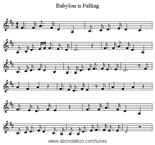 Babylon is Falling - staff notation