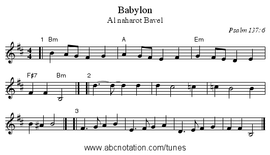 Babylon - staff notation