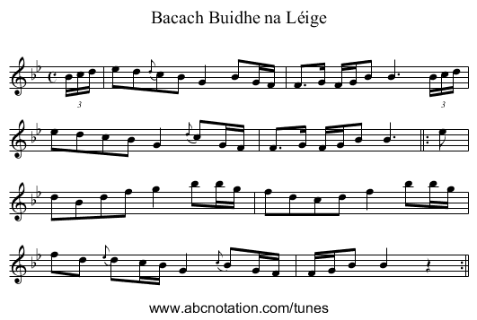 Bacach Buidhe na L\351ige - staff notation