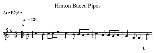 Bacca Pipes, Hinton - staff notation