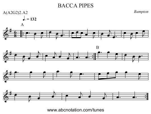 BACCA PIPES - staff notation
