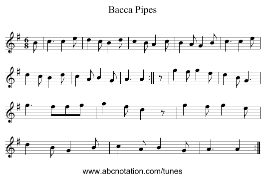 Bacca Pipes - staff notation