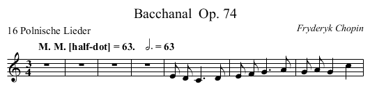 Bacchanal	 Op. 74 - staff notation