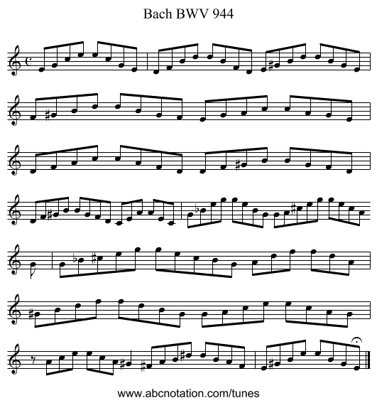 Bach BWV 944 - staff notation