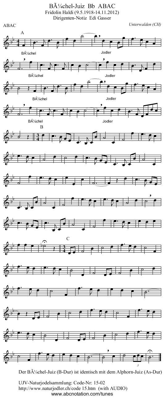 Büchel-Juiz Bb ABAC - staff notation