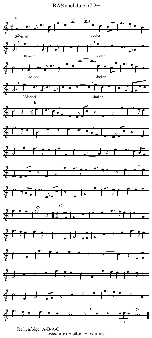 BÃ¼chel-Juiz  C 2+ - staff notation