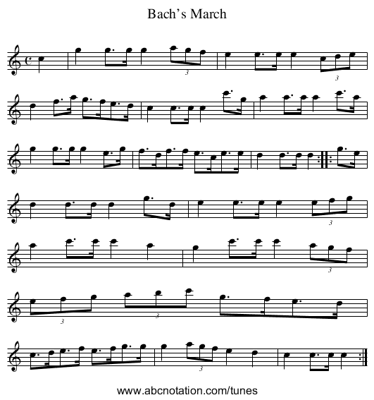 Bach’s March - staff notation