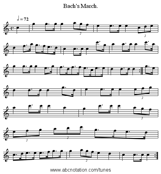Bach's March. - staff notation