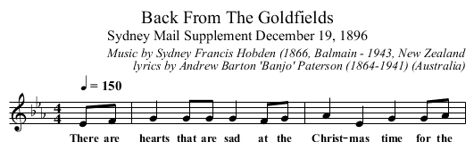 Back From The Goldfields - staff notation