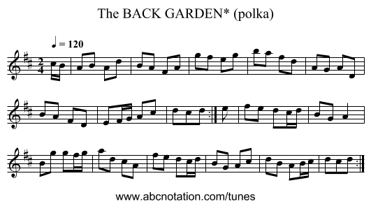 BACK GARDEN* (polka), The - staff notation