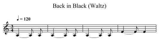 Back in Black (Waltz) - staff notation