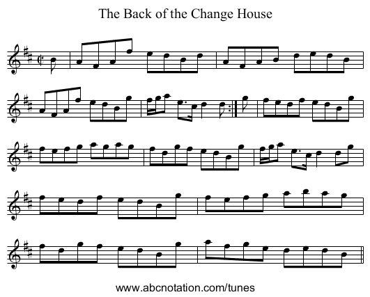 Back of the Change House, The - staff notation