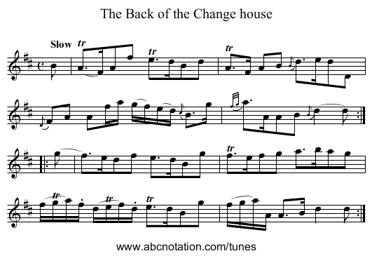 Back of the Change house, The - staff notation