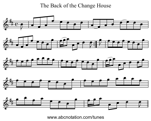 Back of the Change House, The - staff notation