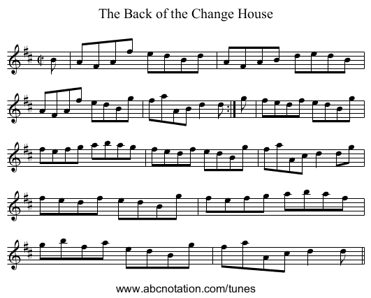 Back of the Change House, The - staff notation
