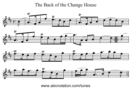 Back of the Change House, The - staff notation