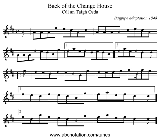 Back of the Change House - staff notation