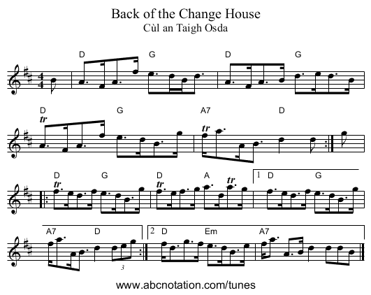 Back of the Change House - staff notation