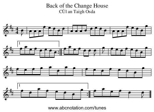 Back of the Change House - staff notation