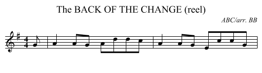 BACK OF THE CHANGE (reel), The - staff notation