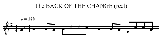 BACK OF THE CHANGE (reel), The - staff notation