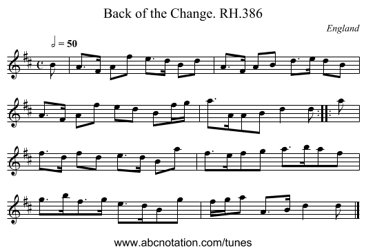 Back of the Change. RH.386 - staff notation
