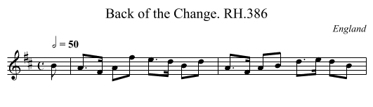 Back of the Change. RH.386 - staff notation