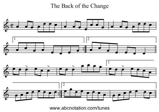 Back of the Change, The - staff notation