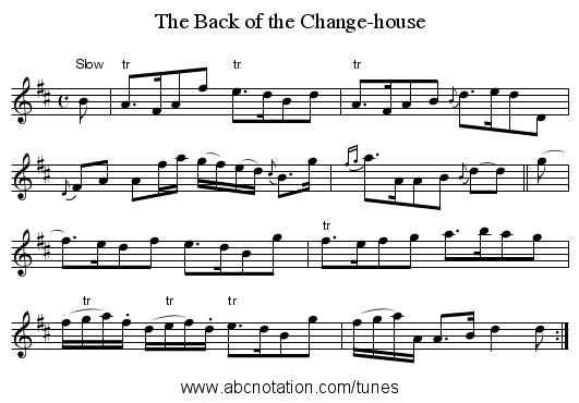 Back of the Change-house, The - staff notation