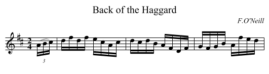Back of the Haggard - staff notation