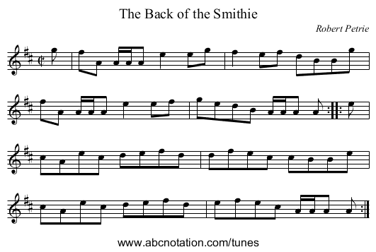 Back of the Smithie, The - staff notation