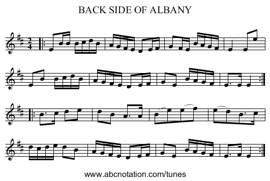 BACK SIDE OF ALBANY - staff notation
