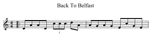 Back To Belfast - staff notation