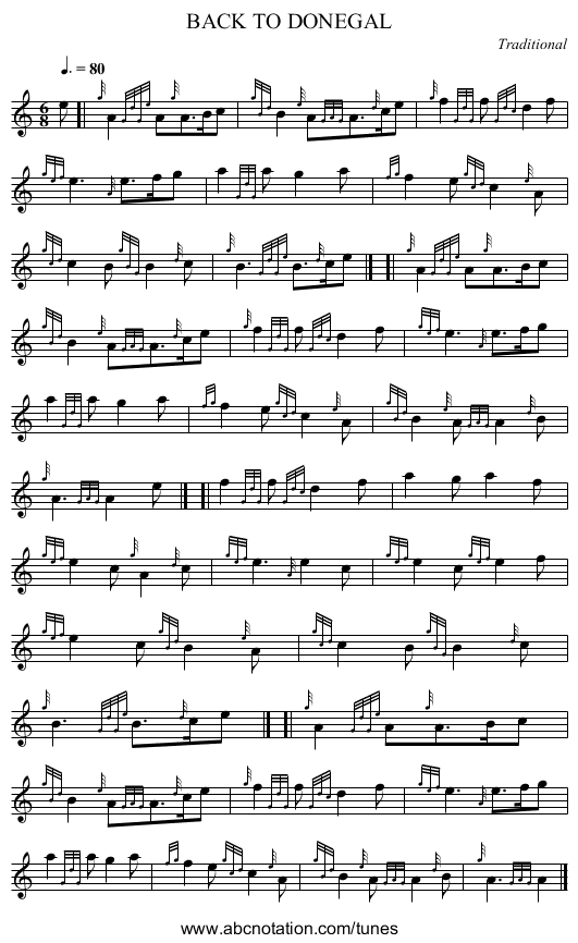 BACK TO DONEGAL - staff notation